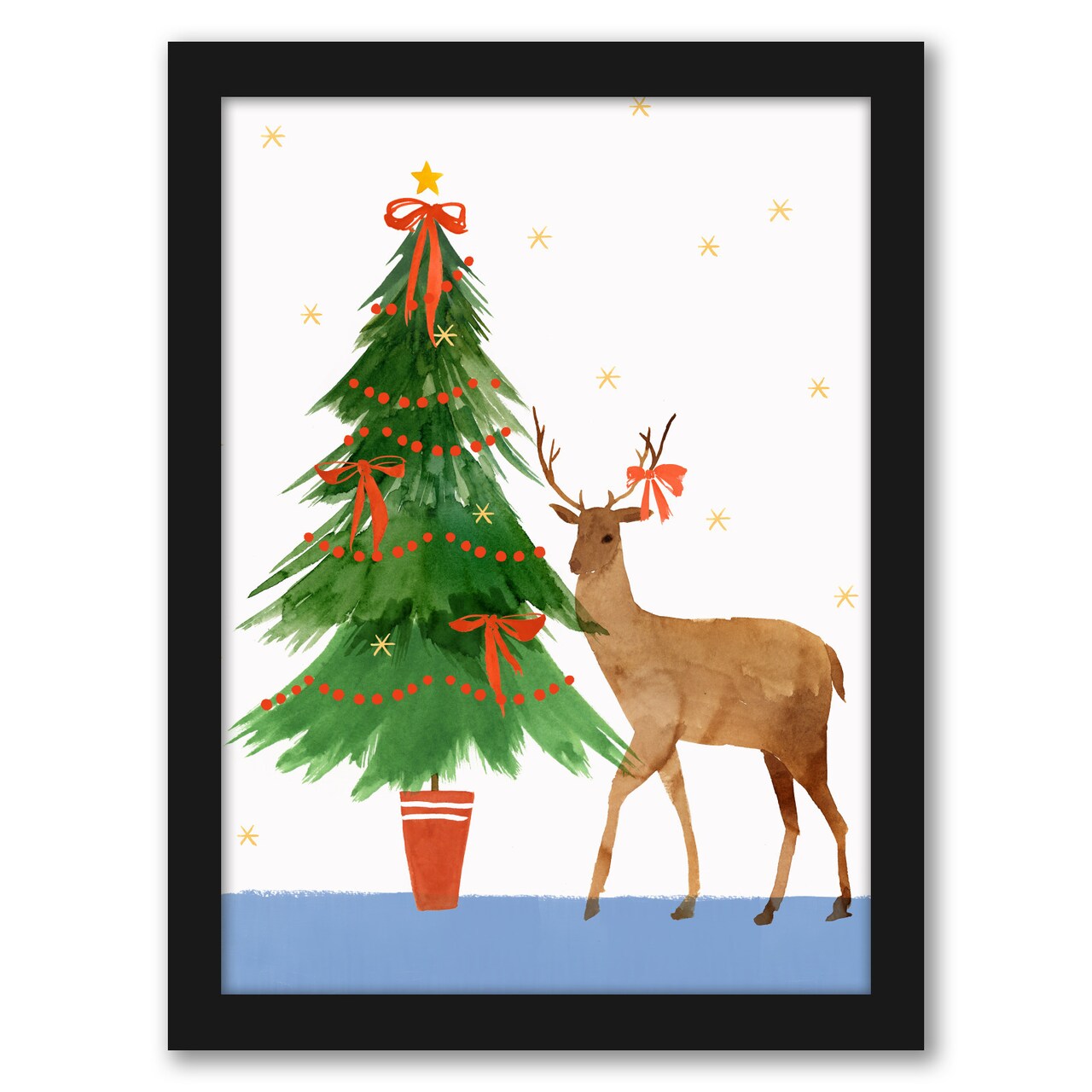 8&#x22; x 10&#x22; Cheerful Deer by Pi Holiday Framed Print Wall Art - Americanflat - Americanflat
